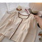 Vintage French shirt long sleeve square neck slim top  6316
