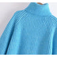 Lazy wind high neck spike knit sweater short sweater  7457