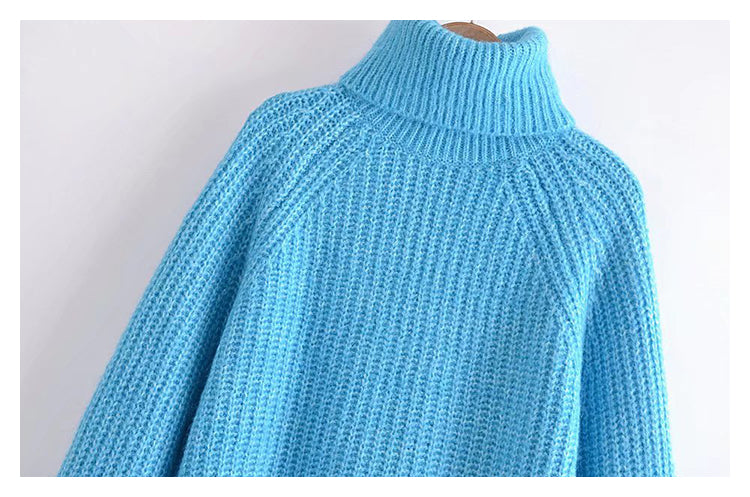 Lazy wind high neck spike knit sweater short sweater  7457