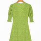 Vintage-Kleid mit V-Ausschnitt, schmaler Taille, Knopf und Blumendruck 7042