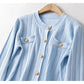 New aging round neck tiger head button slim knit cardigan coat  7405