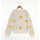 Cardigan tricoté à col en V et imprimé floral, manteau pull d'automne 7257
