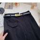 High waist irregular slim fashion A-line skirt with belt  5560