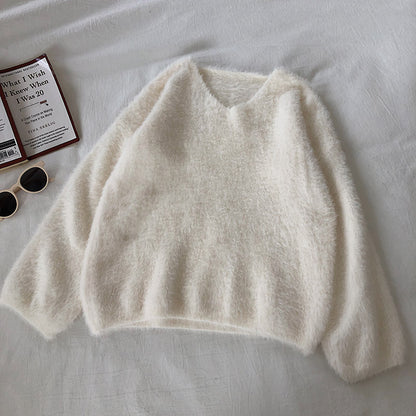 Weicher, windfester, lockerer Pullover Top 5834