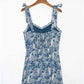 Robe vintage sexy à col en V et clavicule ouverte avec imprimé fendu 7135