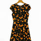 Versatile short sleeve Vintage V-neck fruit print casual dress  7060