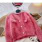 Nerzimitat-Pullover, einfarbig, Strickjacke, Mode 6135