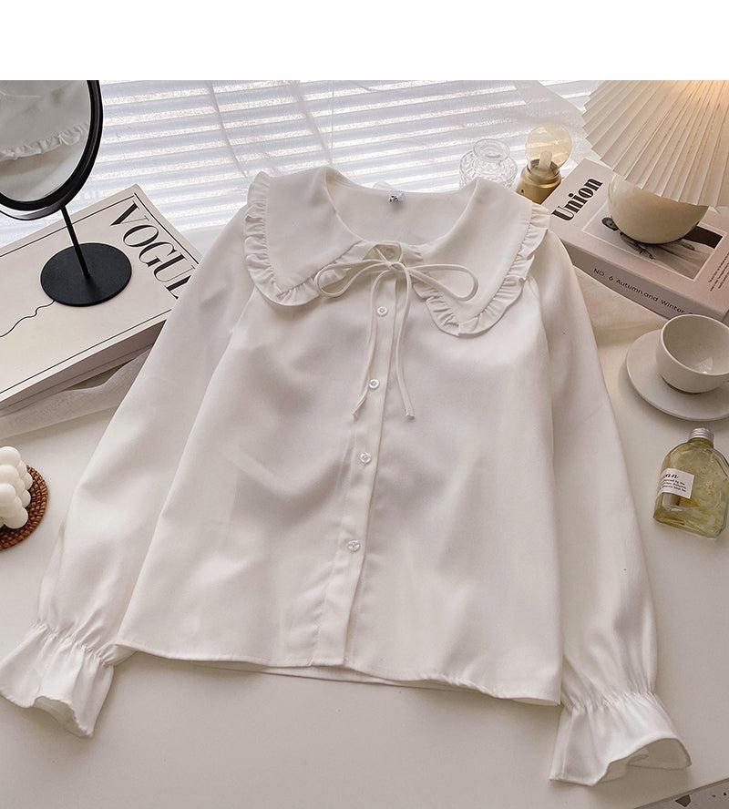 Retro minority flared sleeve blouse  6308
