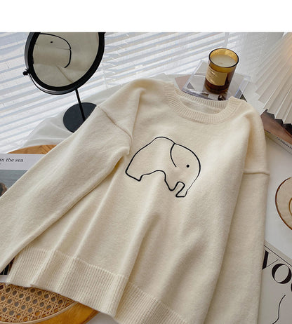 Retro lazy aging fun loose long sleeve top  6040