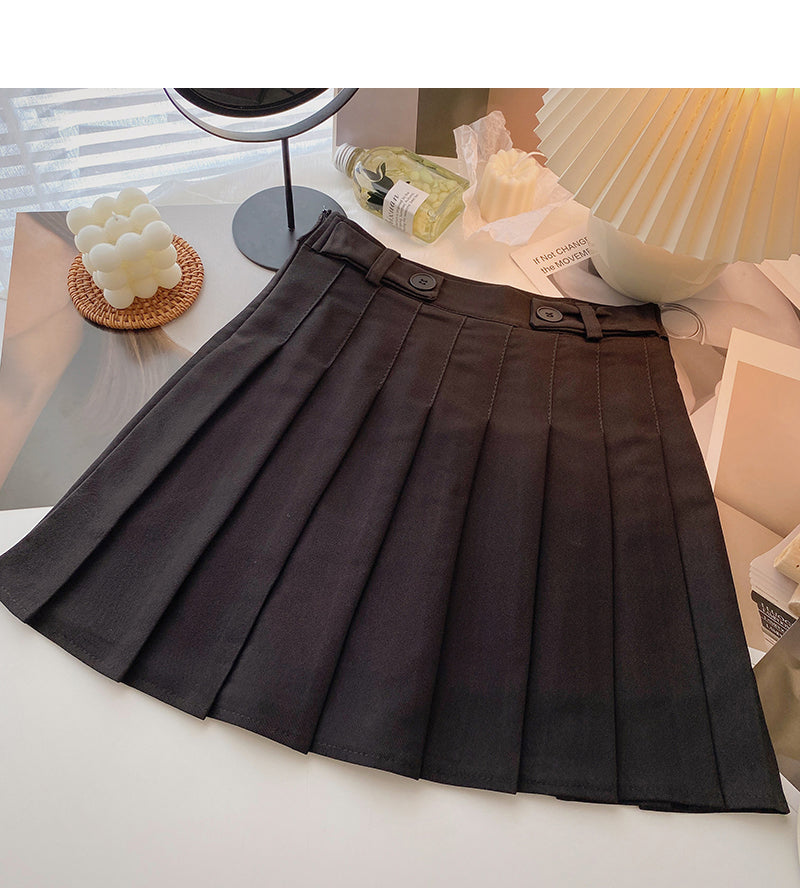 New Korean style age reducing solid color high waist skirt  5649