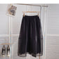 Korean version of slim and long A-line skirt with vertical feeling  5810