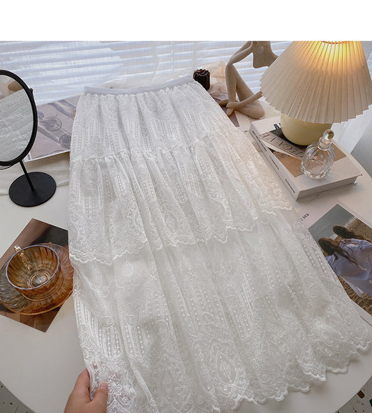 The new Korean version is gentle and thin A-line skirt  5811