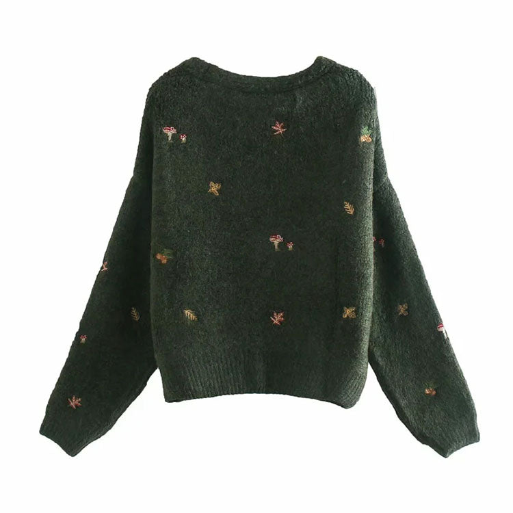 Simple and versatile aging Knitted Top Pullover  7217