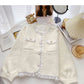 French Style Lace Edge round neck long sleeve top  6049