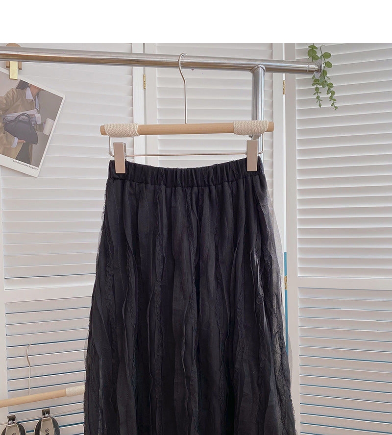 New Korean version super fairy foreign style solid color long skirt  5796
