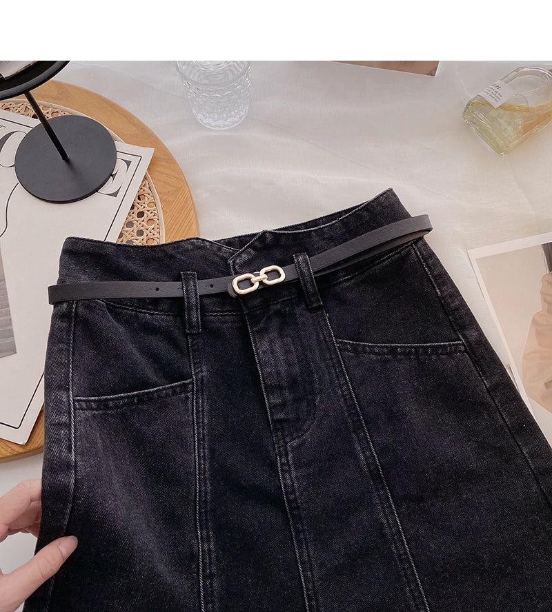 Slim design personalized pocket high waist skirt  5605