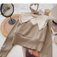 Design sense baby collar stitched sweater Vintage top 6601