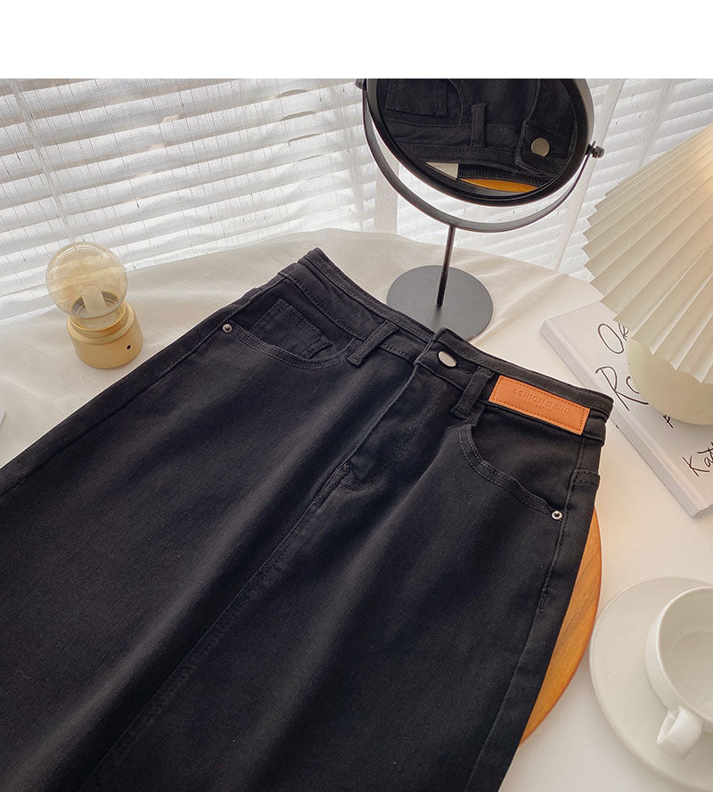 Jupe en jean taille haute et design fendu 5698