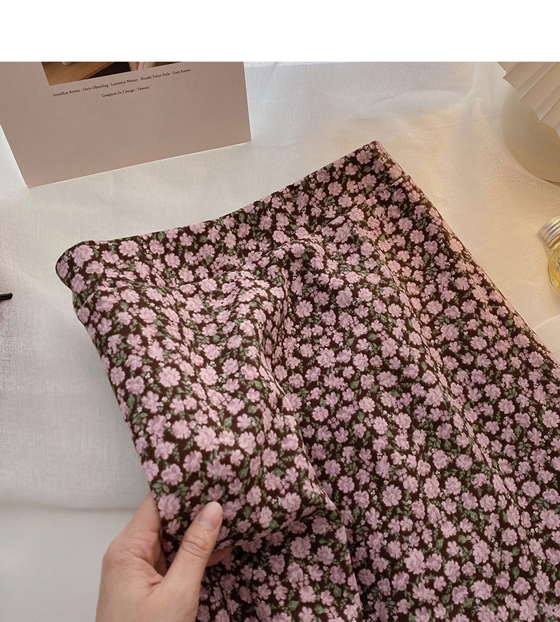Jupe fine taille haute à fleurs cassées de tempérament vintage 5753
