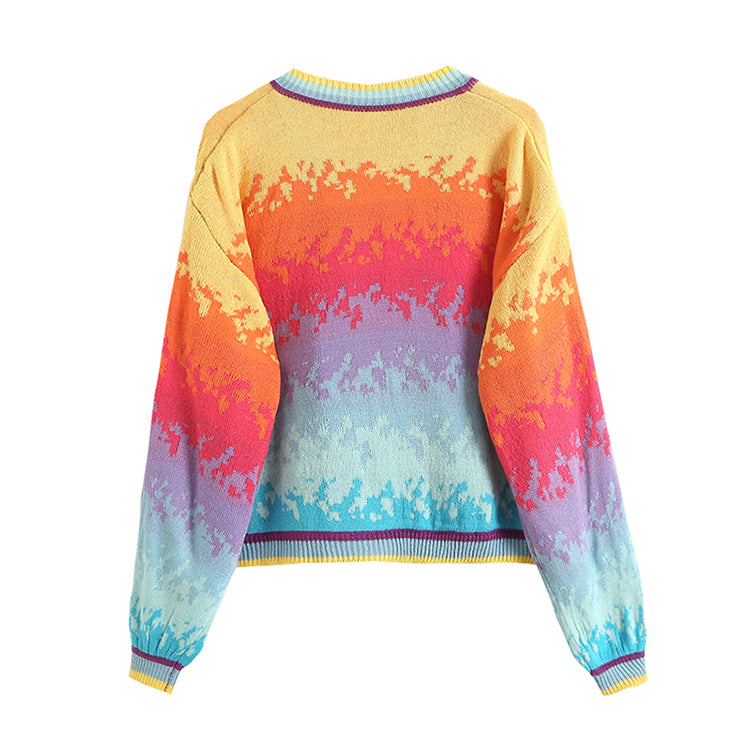 Mohair knitted cardigan women's loose foreign style sweater coat  7368