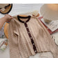 Knitted crew neck cardigan, versatile lazy long sleeve short top  6656
