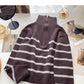 Lapel Half Zip stripe contrast panel long sleeve top  6043
