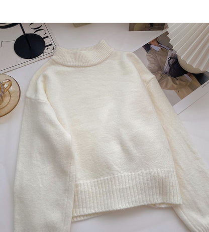 Einfarbiger, temperamentvoller, vielseitiger, langärmliger Pullover Top 6066