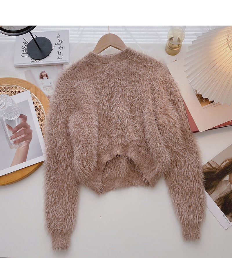 Koreanisches weiches, wachsartiges, faules und vielseitiges Langarm-Pullover-Oberteil 5952