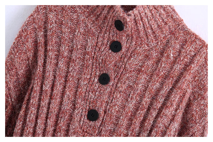 Loose pullover, lazy wind, high neck, inner lap sweater  7466