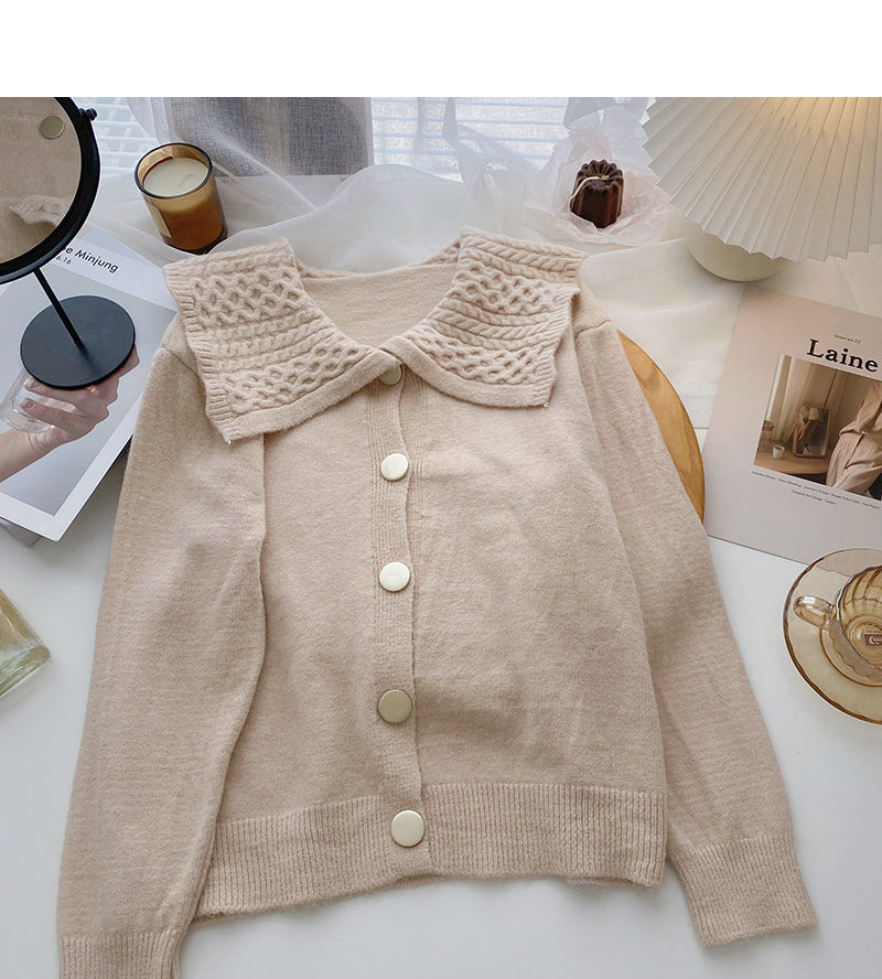 Temperament aging single breasted doll neck long sleeve slim top  6024