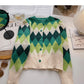 Lingge Kontrastfarbe süßer Retro-Langarmpullover 6206