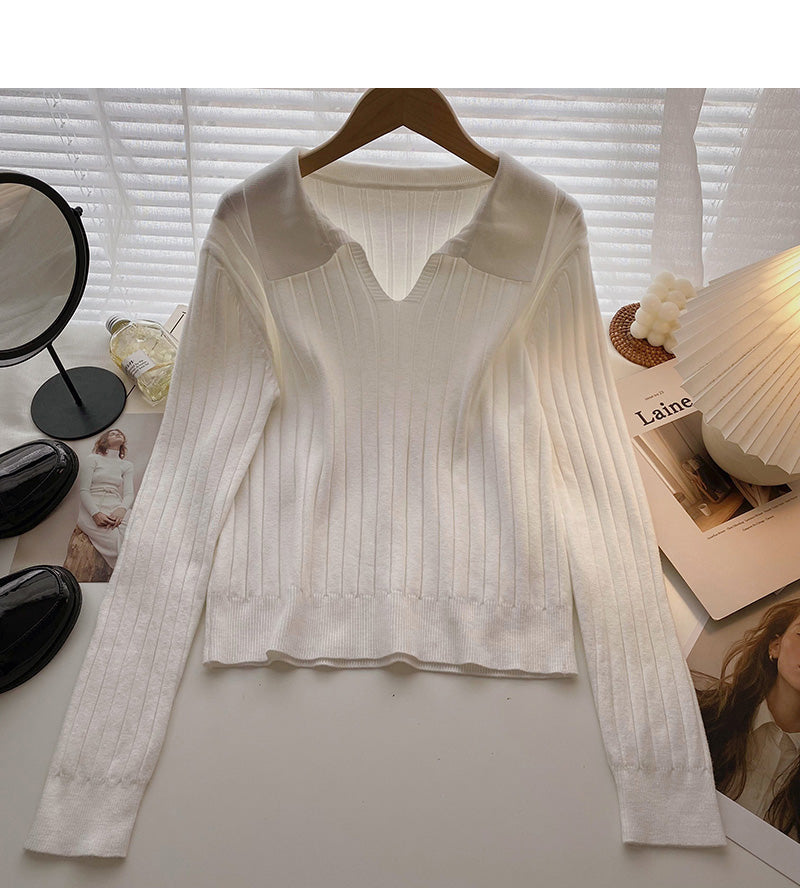 Reversfaden-Pullover Pullover Langarm-Top 6570