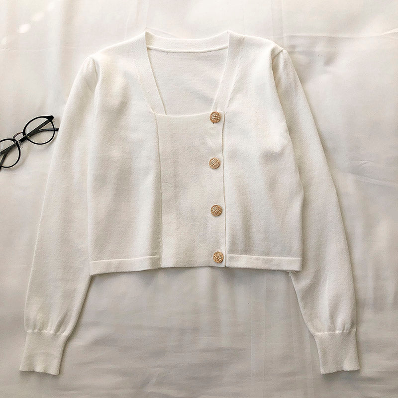 Slim single breasted long sleeved sweater for women  6528