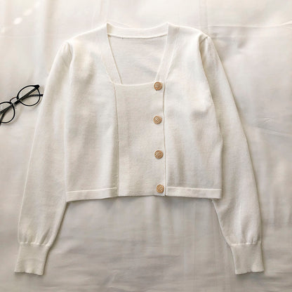 Slim single breasted long sleeved sweater for women  6528