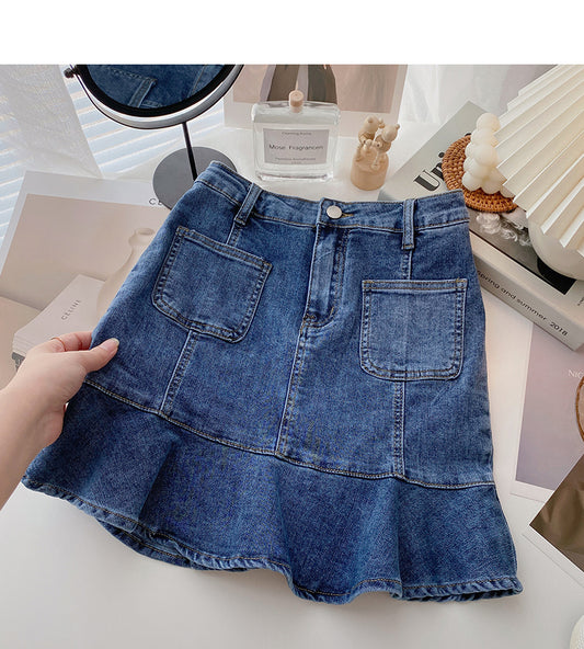Rock in A-Linie mit neuem koreanischen Design und dünner Rüschenkante 5618