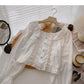 Design sense niche shirt slim French flare sleeve top  6420