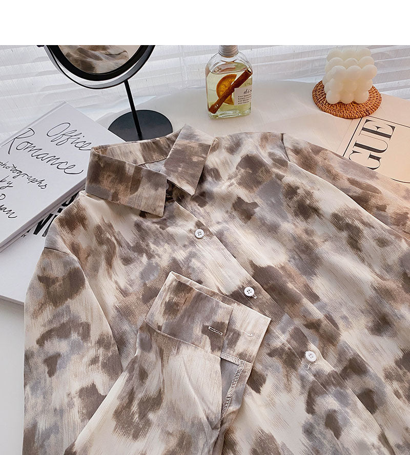 Korean style slim Lapel long sleeve top  6269