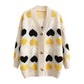 Manteau cardigan en maille ample jacquard Love 7319
