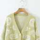 Pullover mit V-Ausschnitt, Lazy-Style, lockere, langärmlige Strickjacke 7264