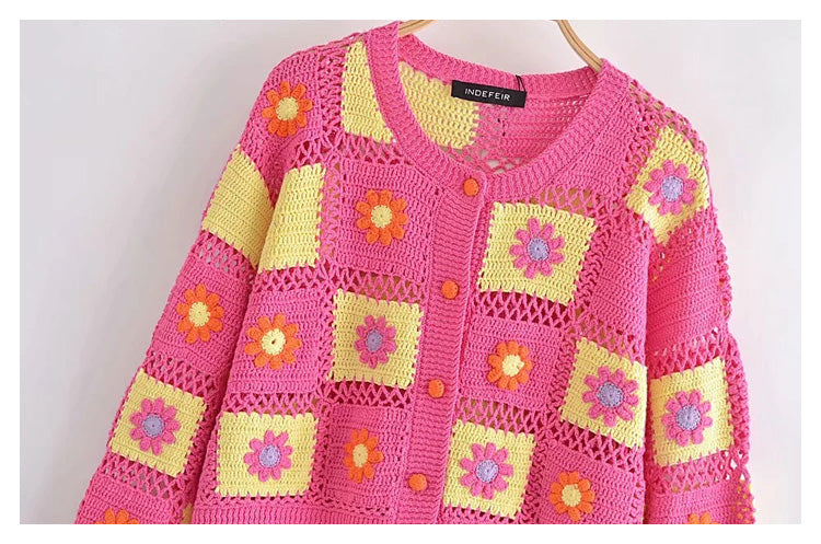 New Flower Crochet sweater cardigan jacket  7250