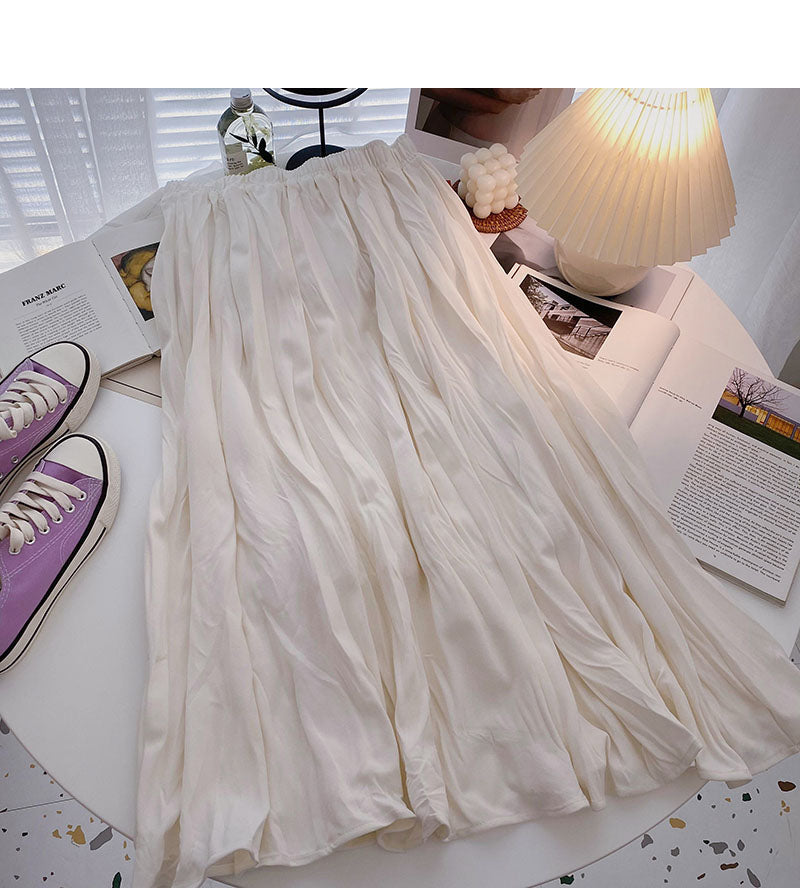 Hong Kong style solid color pleated skirt  5778