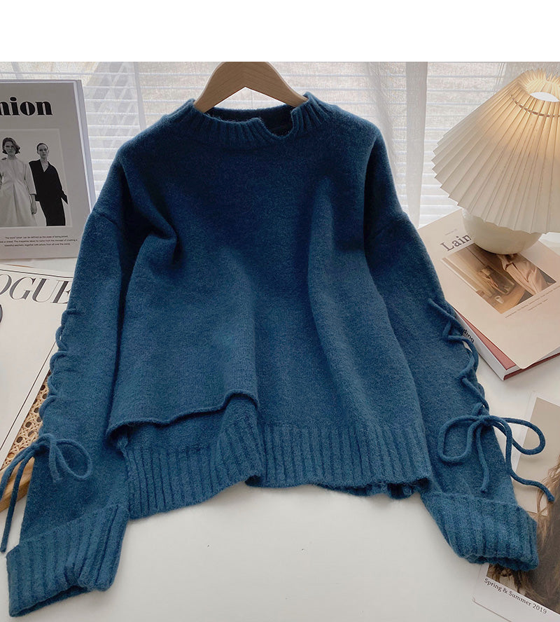 Neues koreanisches Design Kordelzug Slim Pullover Top 5974