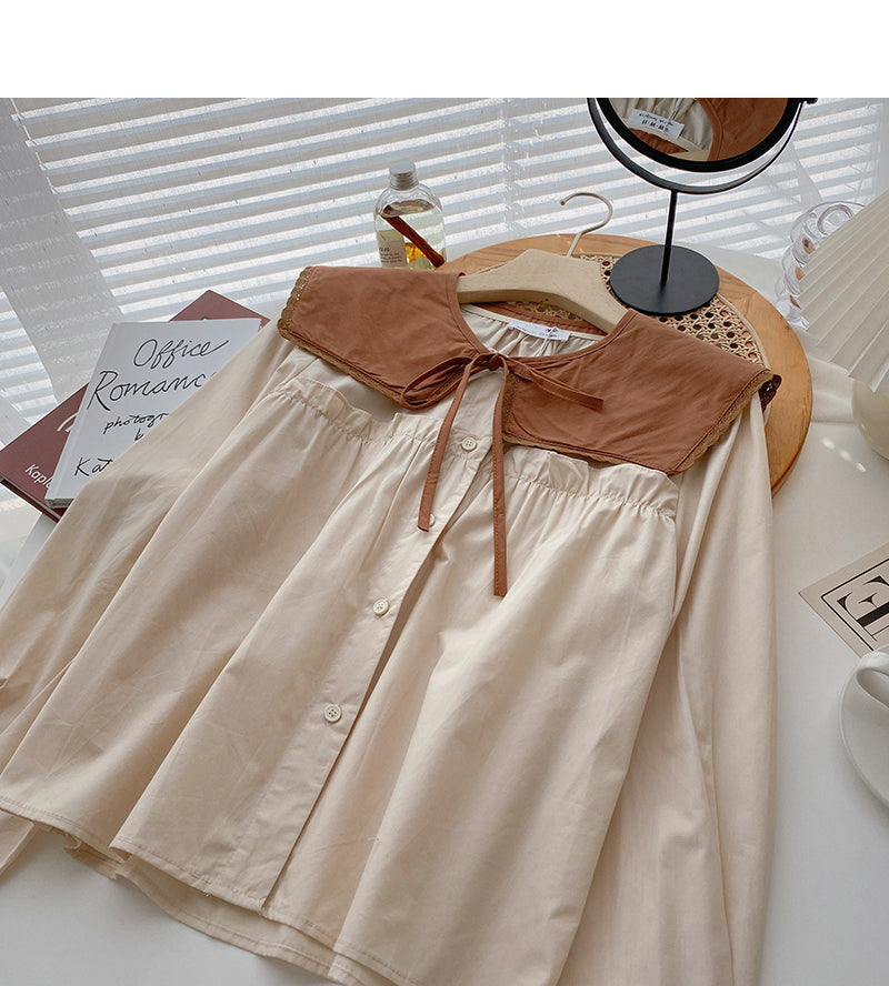 Design sense niche shirt doll collar detachable  6295
