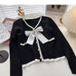 Xiaoxiangfeng V-neck color matching bow knit  6632