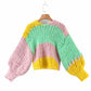 Loose and faul Style Lantern Sleeve Strickjacke 7182