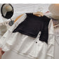 Chemise à manches longues cousue avec motif minoritaire langoureux version coréenne 6324