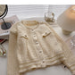 Minority design retro lazy round neck pearl button top  5893