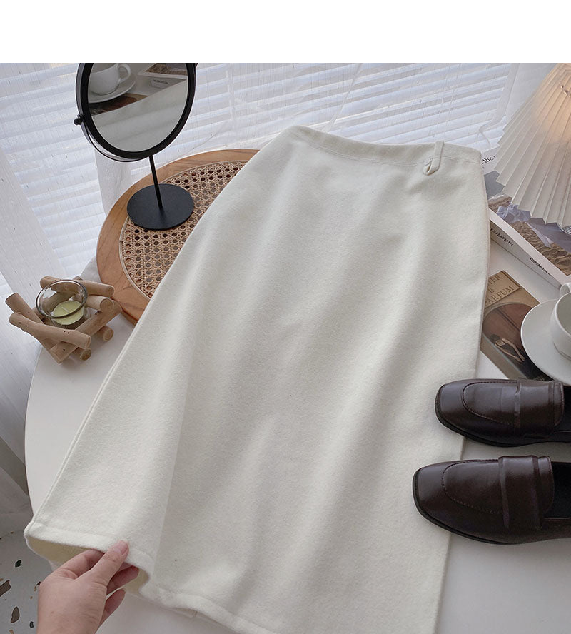 Korean fashion retro split A-shaped high waist skirt  5799