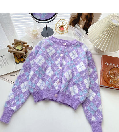 Korean version of foreign style sweet aging small Ling lattice long sleeve top  6009