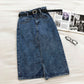 Denim skirt design, split Hip Wrap Skirt, fashion belt  5675